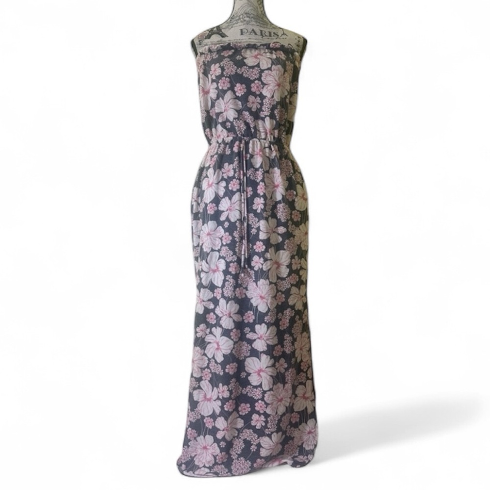 Blu Ivy Pink Floral Strapless Jersey Tube Maxi Dress Small/Medium- Read info - Picture 2 of 8